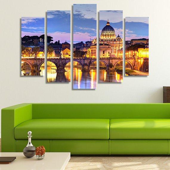 Italy Rome Night View – Nature Canvas Wall Art