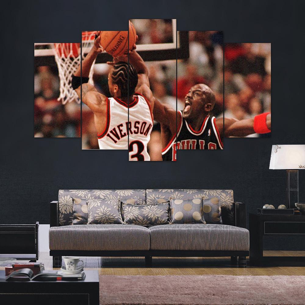 Iverson Vs Jordan – Sport Canvas Wall Art