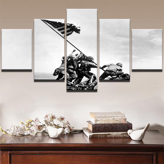 Iwo Jima Us Marines World War Ii Flag Raising – Army Canvas Wall Art