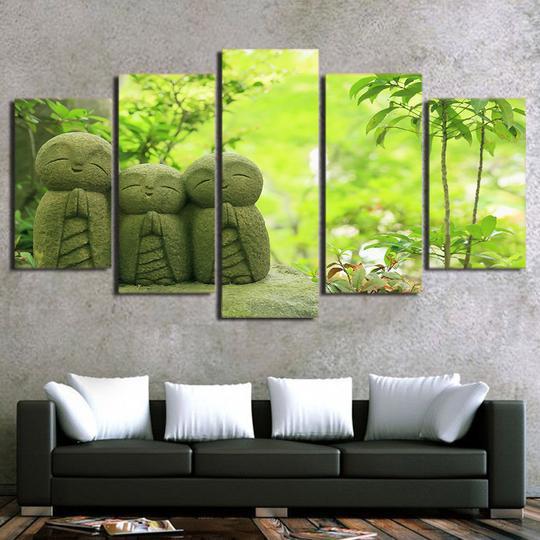 Japanese Monk Stone Carvings – Religion Canvas Wall Art