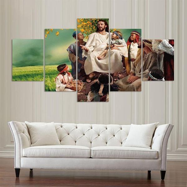 Jesus Christ And Children Of God – Religion Canvas Wall Art