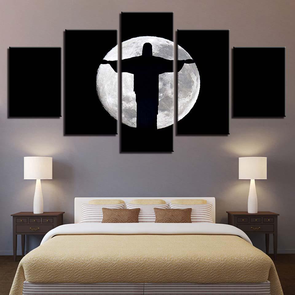 Jesus Christ Moon Shadow Abstract – Religion Canvas Wall Art