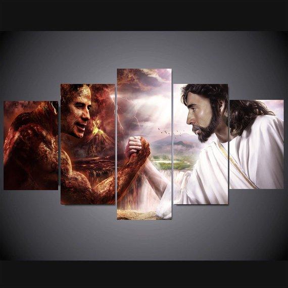Jesus Christ Vs Devil – Religion Canvas Wall Art