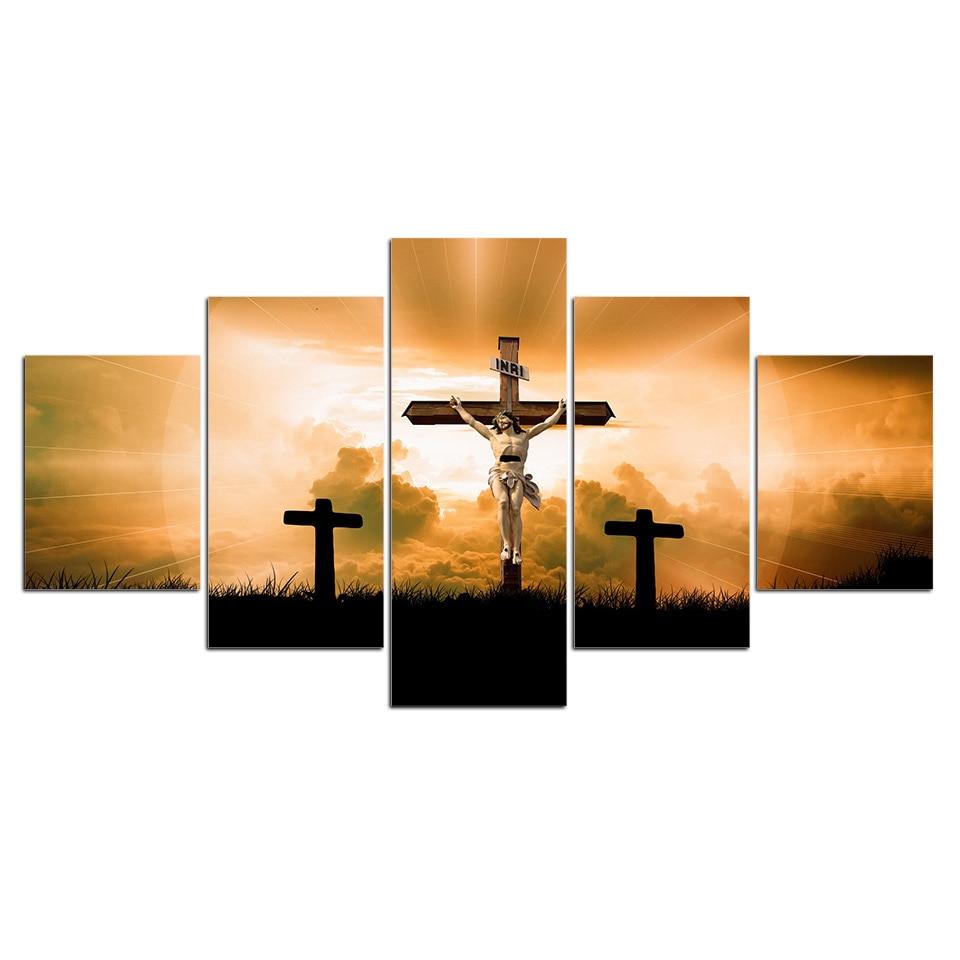 Jesus Yesu Cross Gagultha Mala Religion Canvas Wall Art