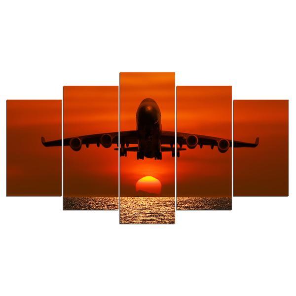 Jet Airplane At Sunset – Aircraft Canvas Wall Art