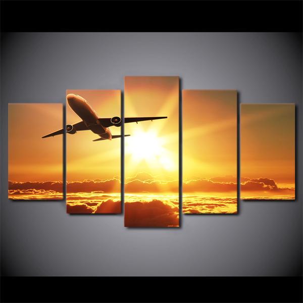 Jet Airplane Sunset 04 – Aircraft Canvas Wall Art