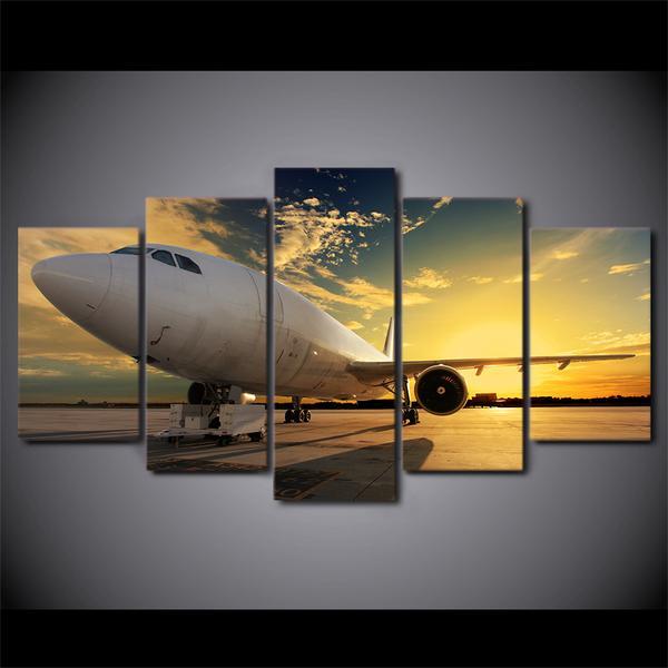 Jet Art Airplane At Sunset 03 – Aircraft Canvas Wall Art
