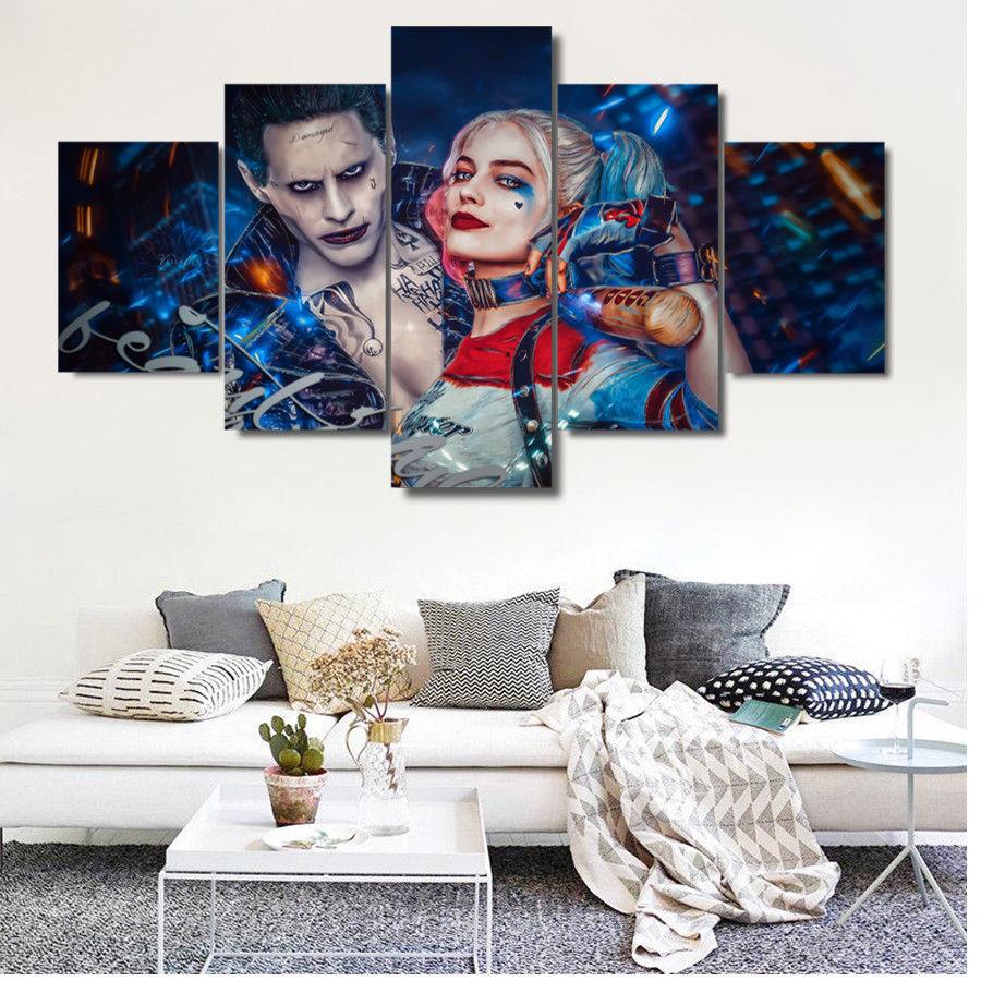 Joker Harley Quinn Suicide Squad Dc Canvas Wall Art