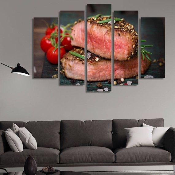Juicy Medium-Rare Beef Steak – Kitchen Canvas Wall Art