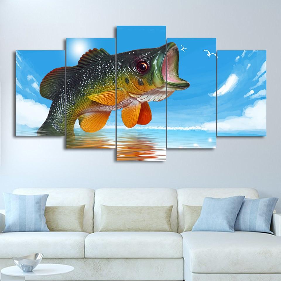 Jumping Fish On The Sea – Fishing Canvas Wall Art