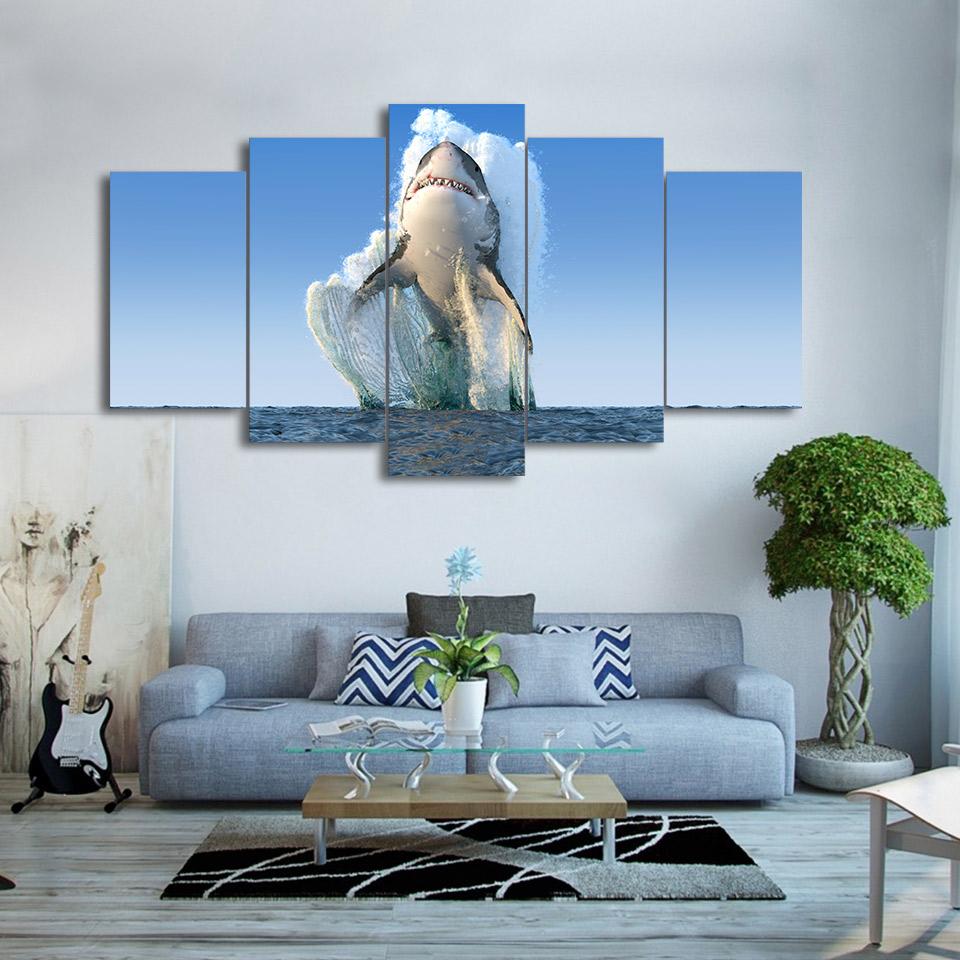 Jumping Shark Painting – Ocean Canvas Wall Art