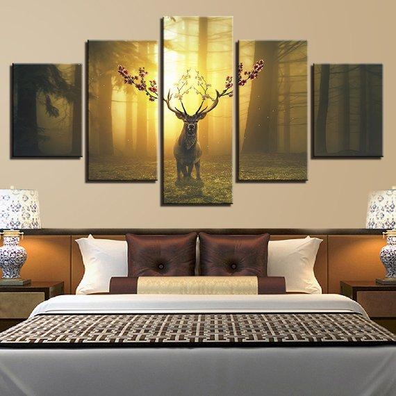 Jungle Deer Long Horn Deer – Animal Canvas Wall Art