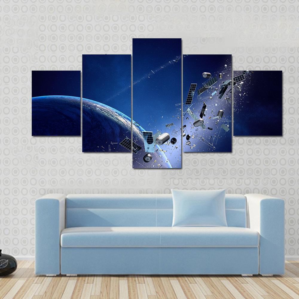 Junk Orbiting Around Earth – Space Canvas Wall Art
