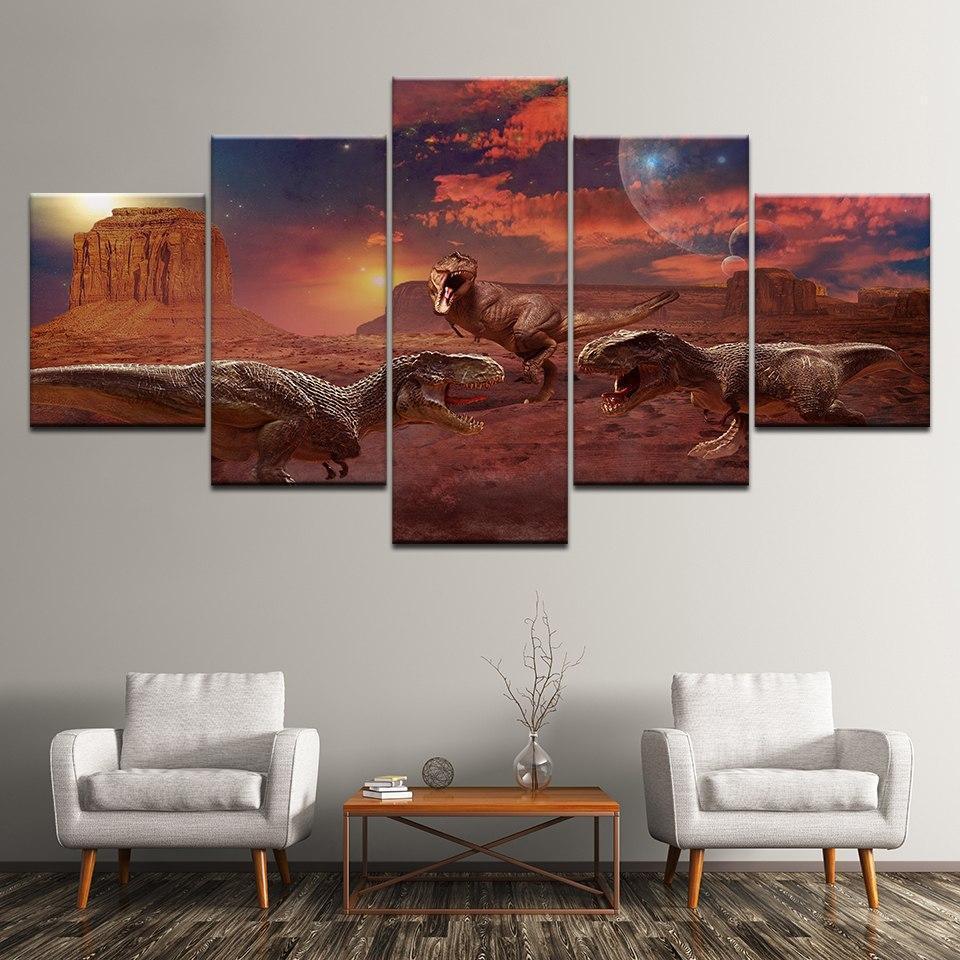 Jurassic World Gloaming With Dinosaurs – Animal Canvas Wall Art