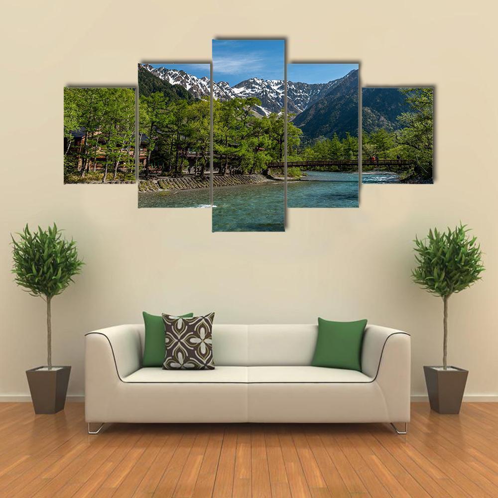 Kamikochi In Japan With Clear Sky – Nature Canvas Wall Art