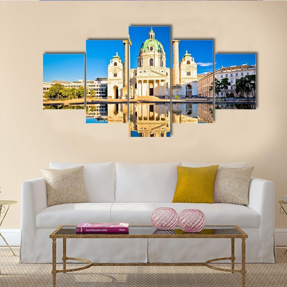 Karlskirche Church Of Vienna Reflection View – Nature Canvas Wall Art