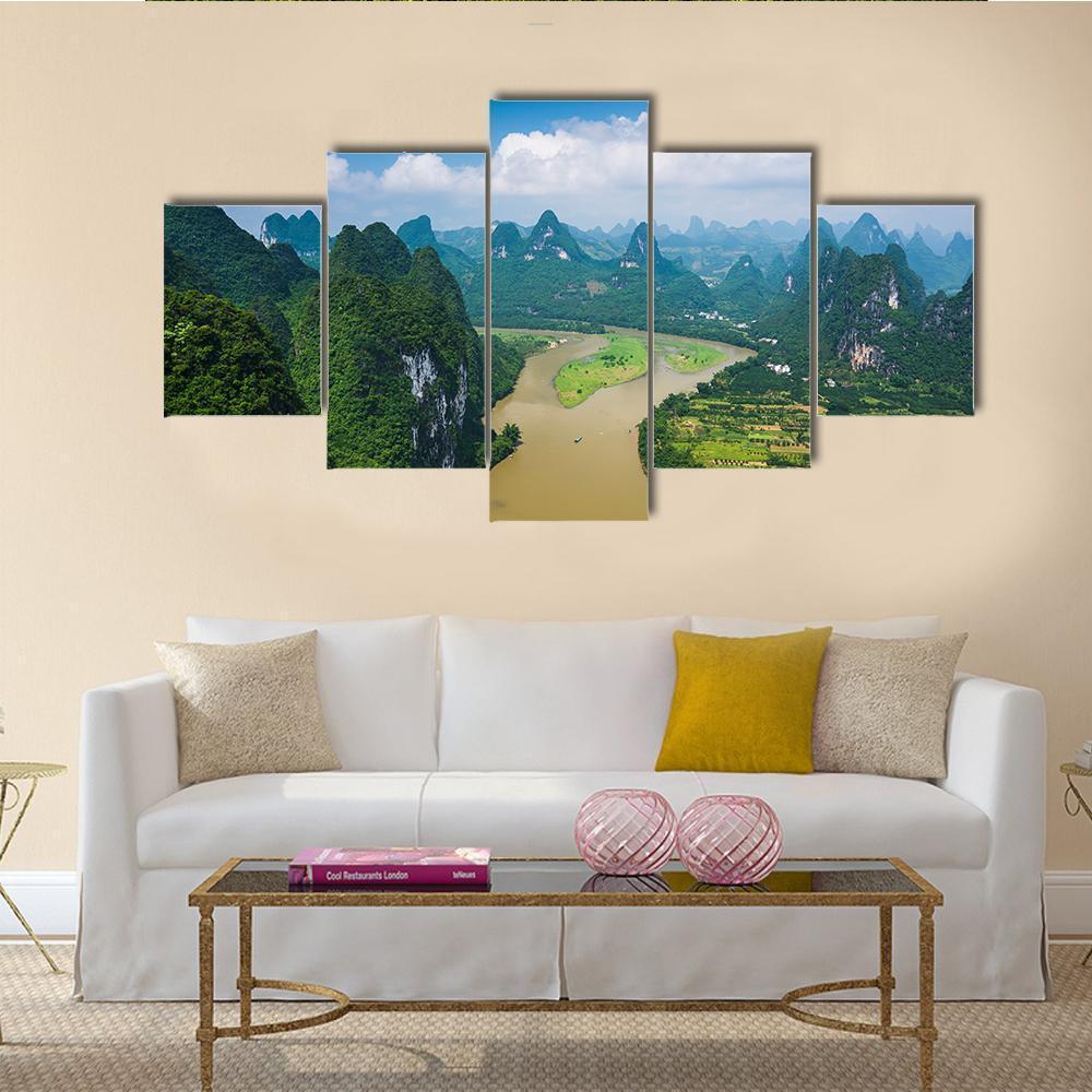 Karst Mountain Landscape In Xingping – Nature Canvas Wall Art