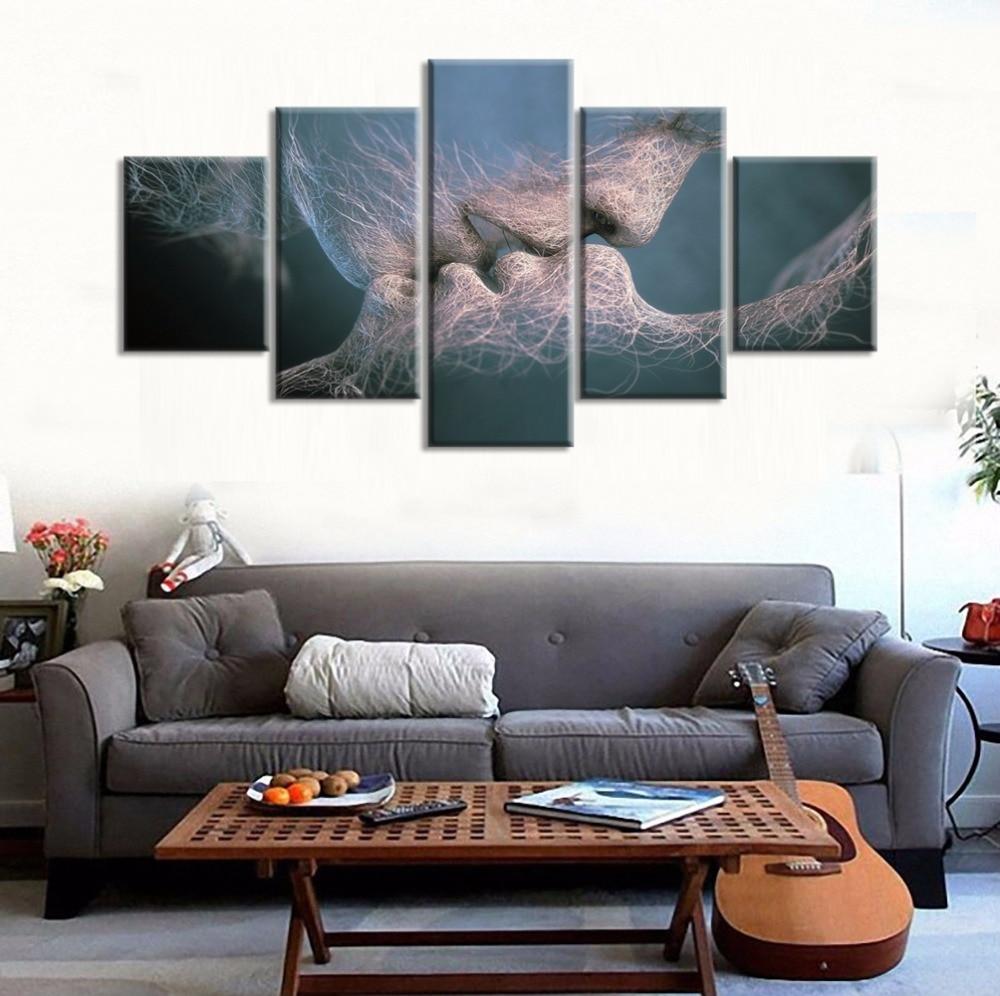 Kissing Lovers – Abstract Canvas Wall Art