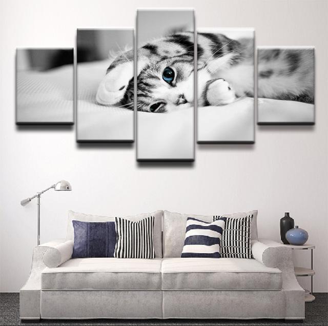 Kitten On Bed – Animal Canvas Wall Art