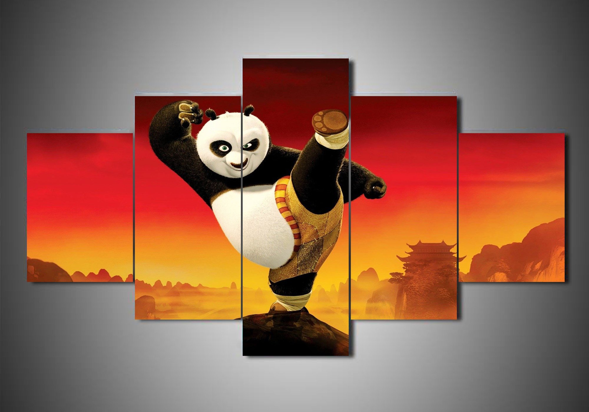 Martial Arts Kungfu PandaCartoon Canvas Wall Art