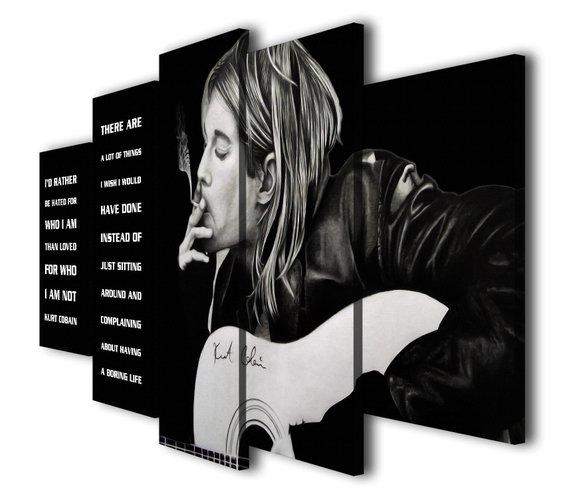 Kurt Cobain Quotes I’D Rather Be Hated – Music Canvas Wall Art