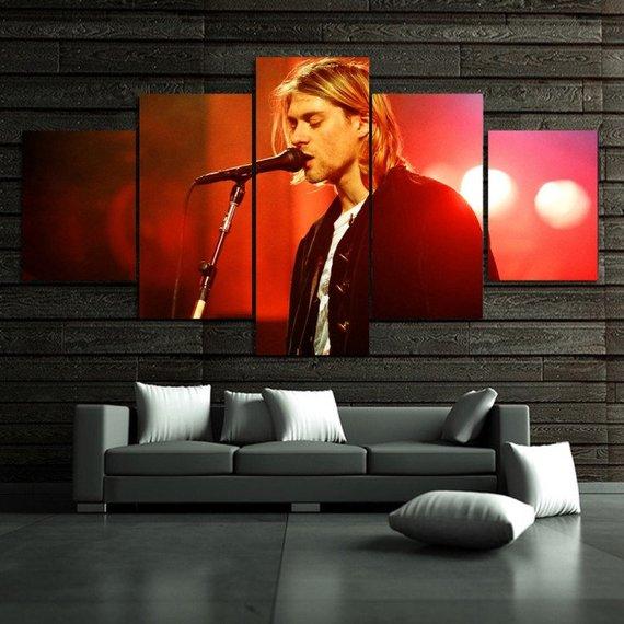Kurt Donald Cobain Kurdt Kobain – Music Canvas Wall Art