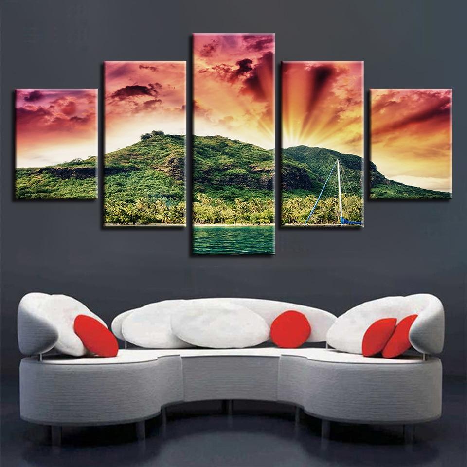Lake And Mountain Sunshine – Nature Canvas Wall Art