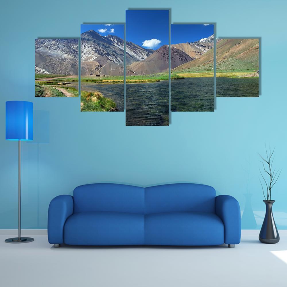 Lake And Mountains Landscape In Argentina – Nature Canvas Wall Art