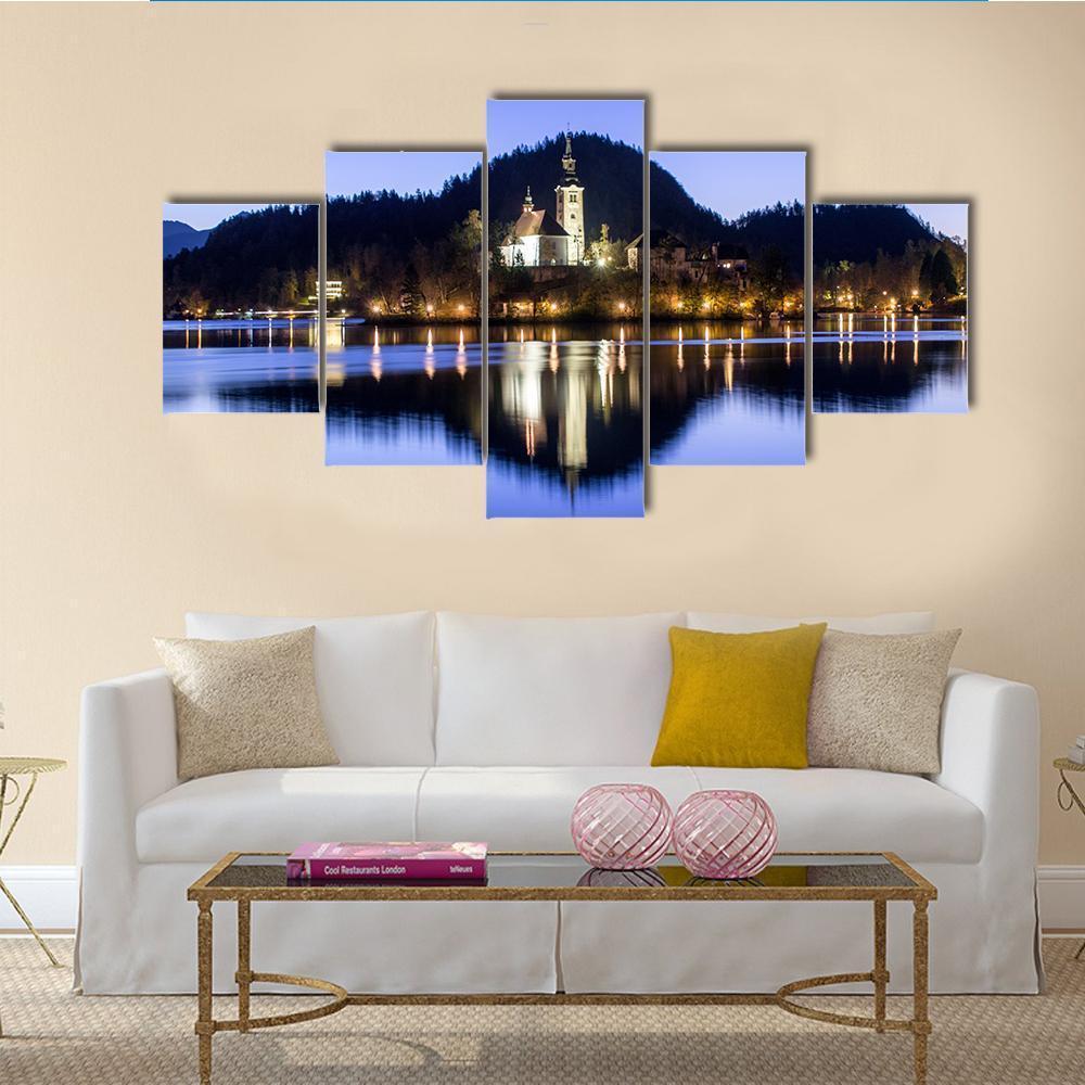 Lake Bled And Church In Slovenia At Evening – Nature Canvas Wall Art