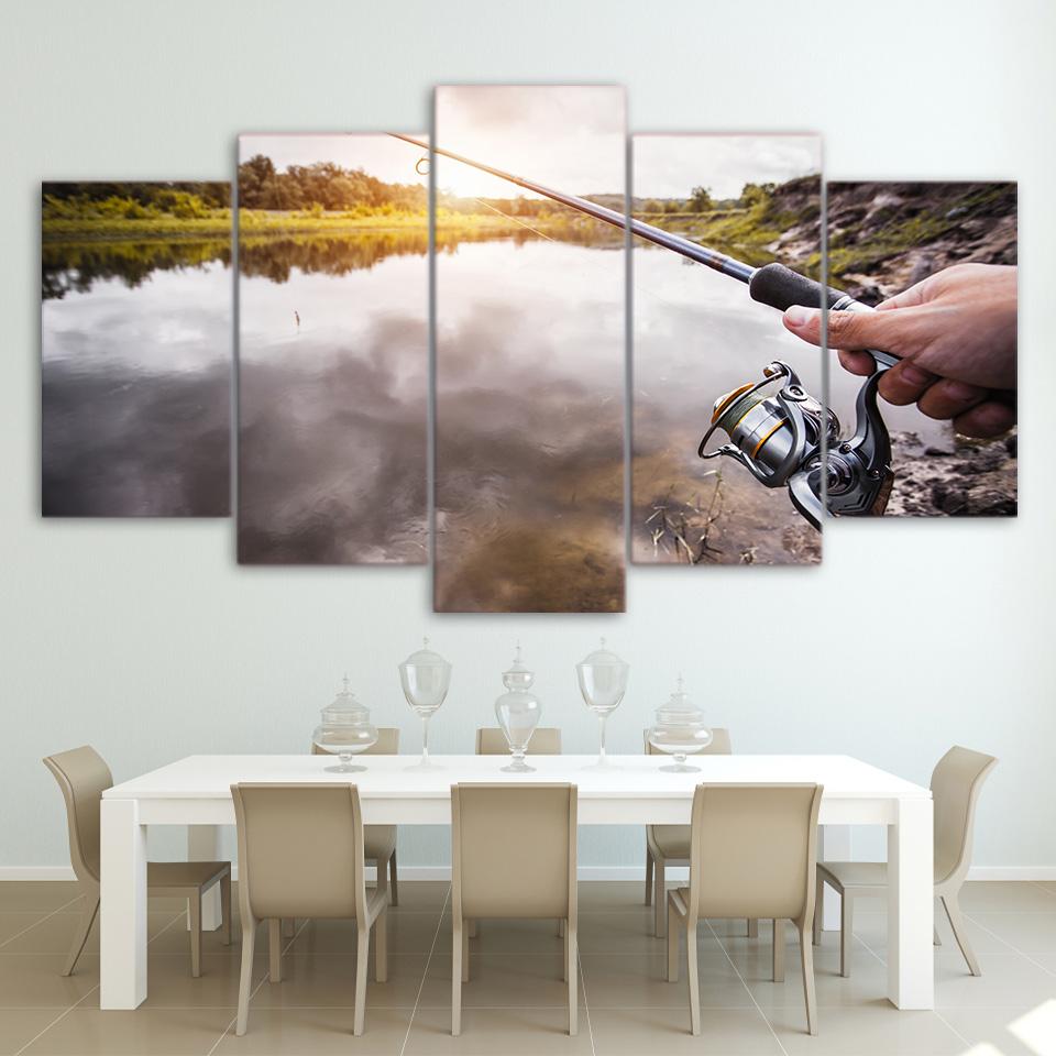 Lake Fishing Rod – Fishing Canvas Wall Art