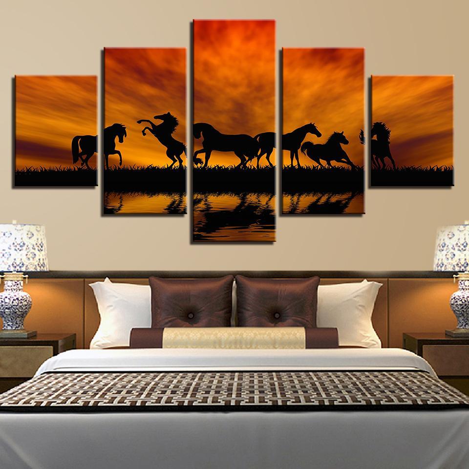 Lake Joyous Horses – Nature Canvas Wall Art