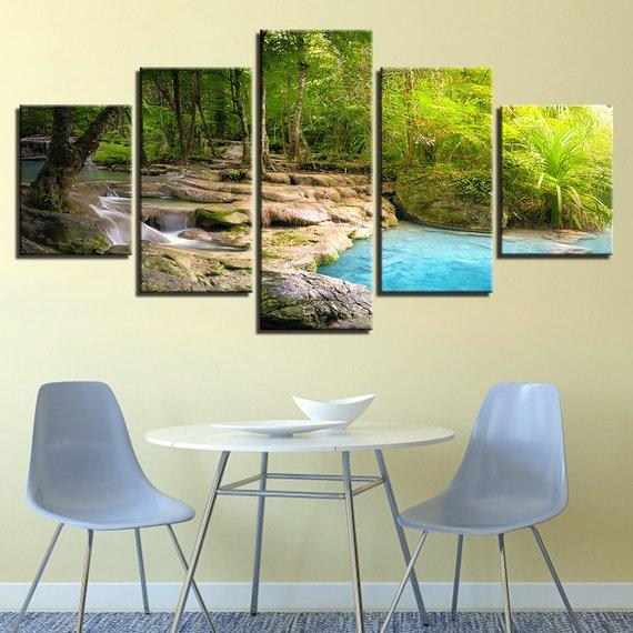 Lake Landscape Waterfall – Nature Canvas Wall Art