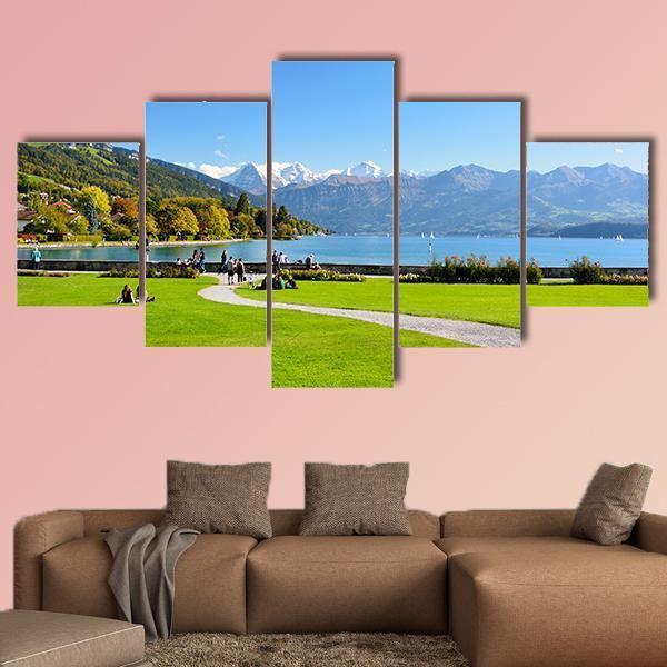 Lake Thun With Jungfrau Mountain – Nature Canvas Wall Art