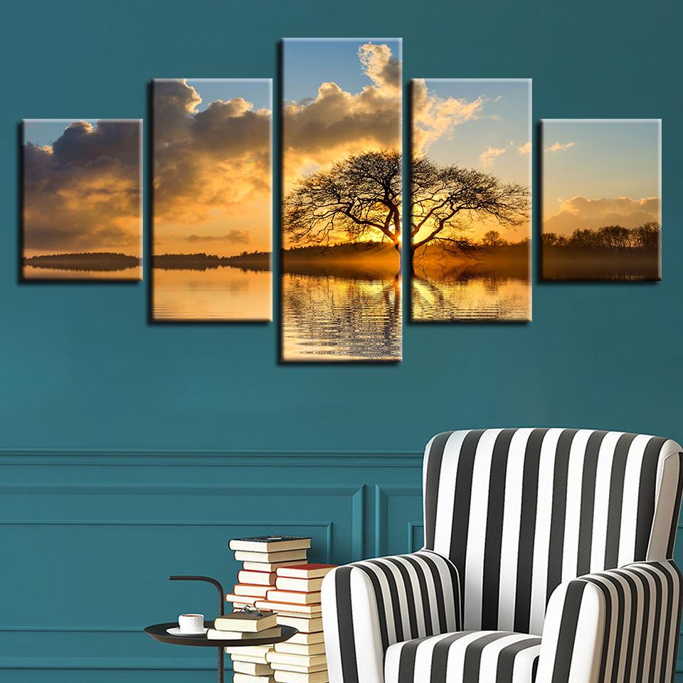 Lake Tree Blue – Nature Canvas Wall Art