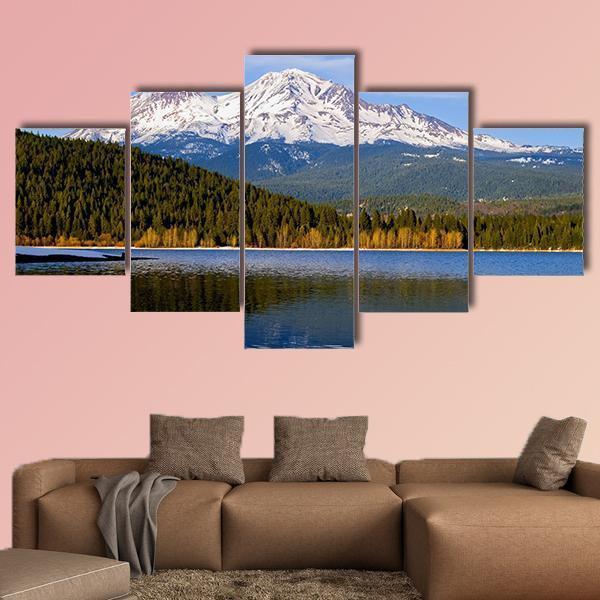 Lake With Snowy Mountain In Northern California 1 – Nature Canvas Wall Art