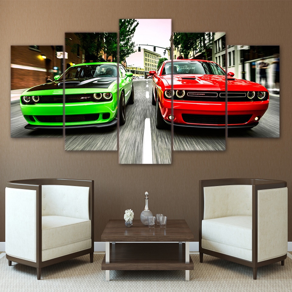 Lamborghini Green And Red Car – Canvas Wall Art