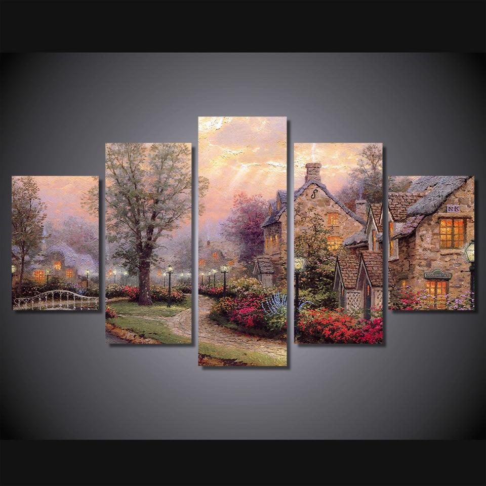 Lamplight Lane Scenery – Nature Canvas Wall Art