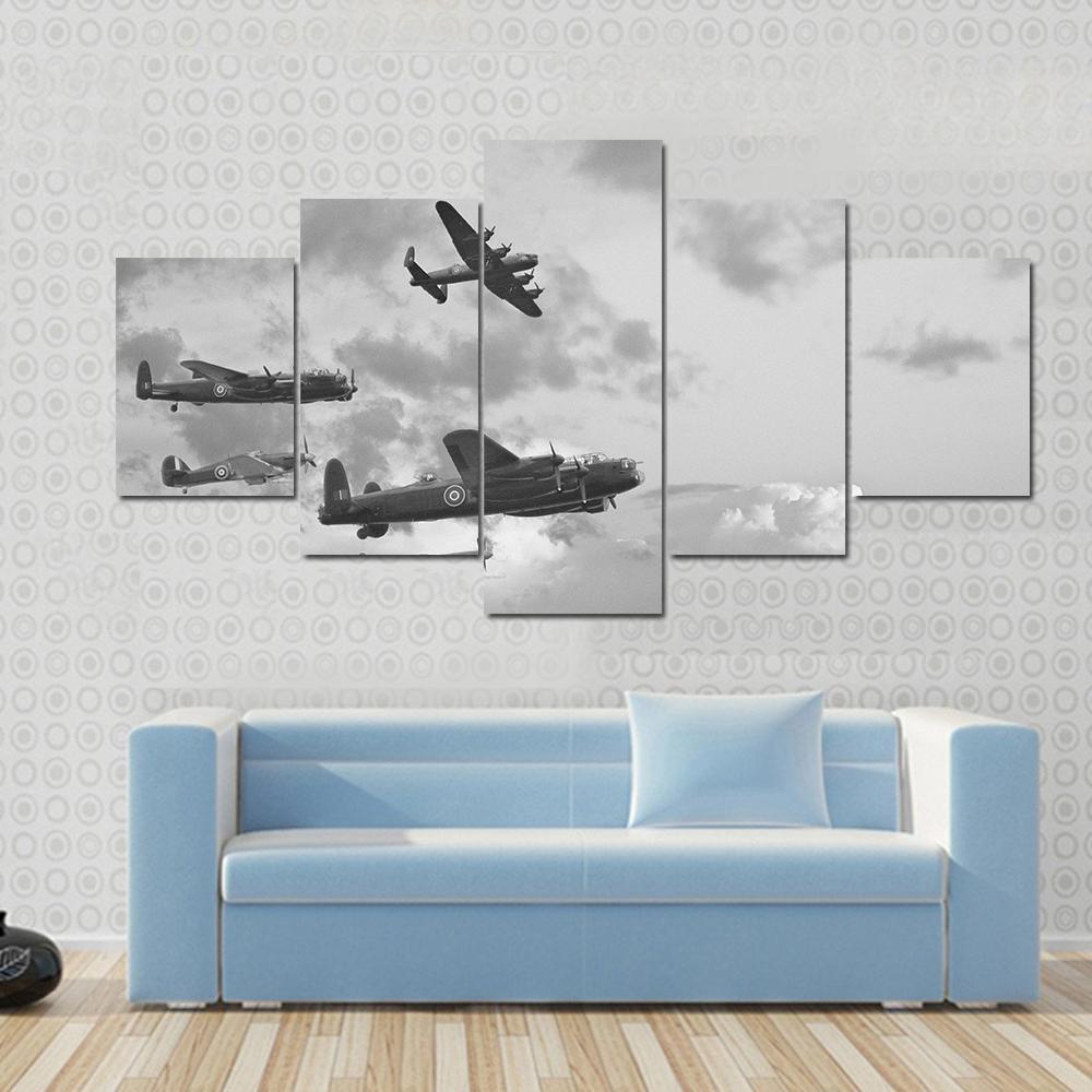 Lancaster Bombers From Battle Of Britain In World War – Airplane Canvas Wall Art