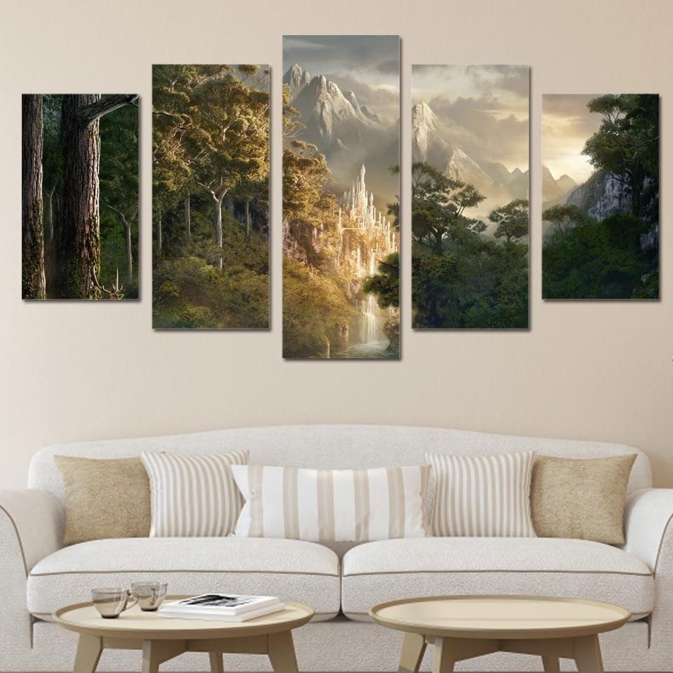 Landscape Mountain Forest Clouds – Nature Canvas Wall Art