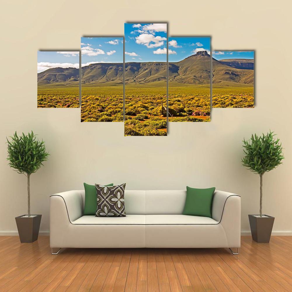 Landscape Of Green Mountain In Tankwa Karoo – Nature Canvas Wall Art