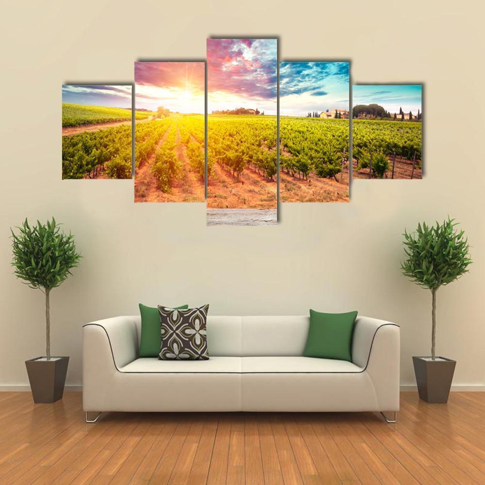 Landscape Of Tuscany With Desk Of Yellow Wood – Nature Canvas Wall Art