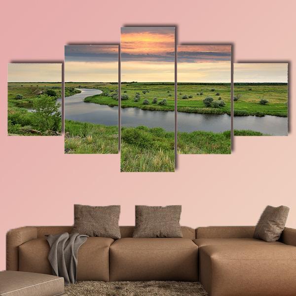 Landscape With River In Steppe – Nature Canvas Wall Art