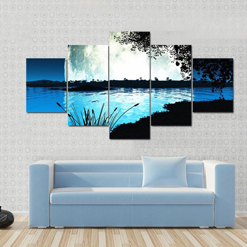 Large Moon On Alien Planet – Nature Canvas Wall Art