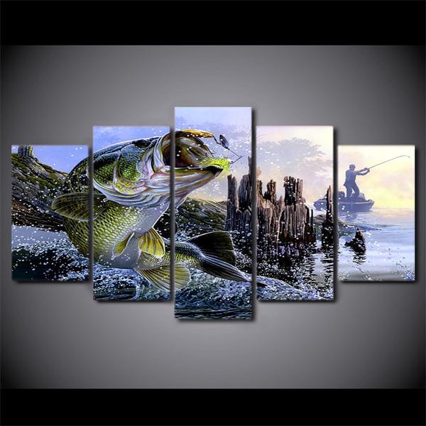 Large Mouth Bass Fish – Fishing Canvas Wall Art