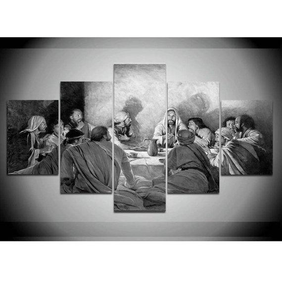 Last Supper Jesus Black And White – Religion Canvas Wall Art