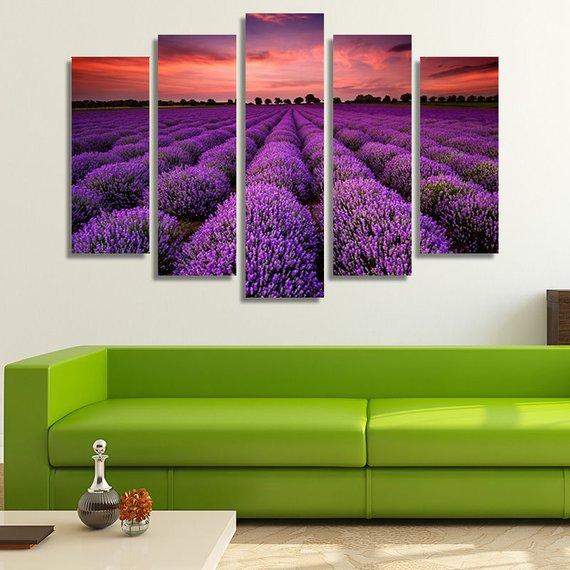 Lavender Fields At Sunset – Nature Canvas Wall Art