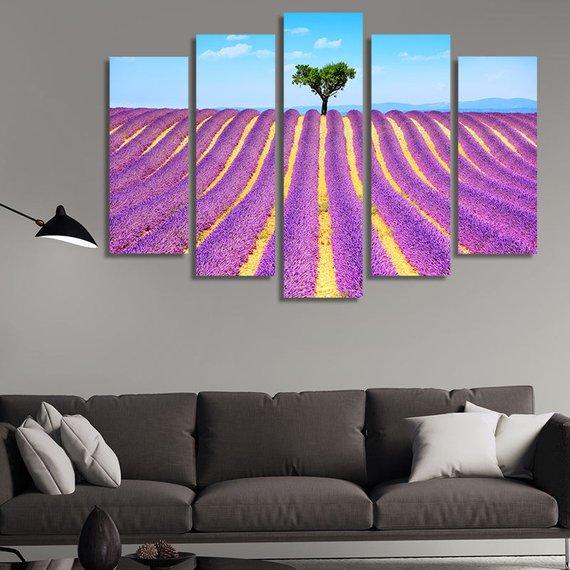 Lavender Flowers Blooming Field – Nature Canvas Wall Art