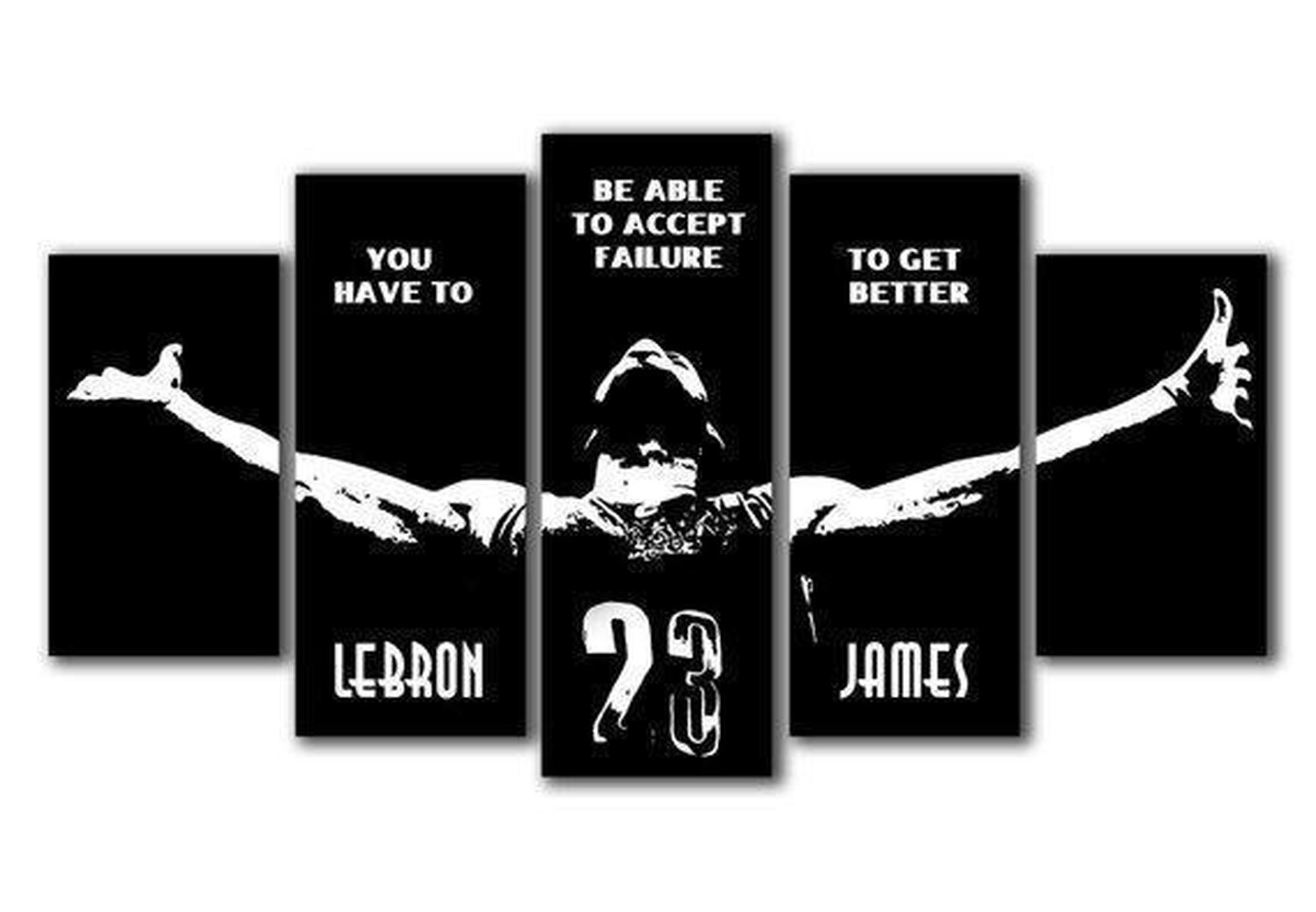 Lebron James Basketball Star Black Banner Quotes Celebrity – Canvas Wall Art