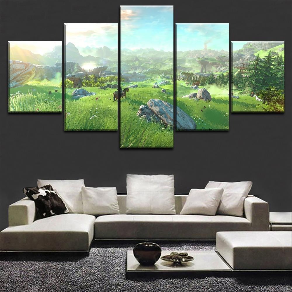 Legend Of Zelda Grassland Landscape Gaming Canvas Wall Art