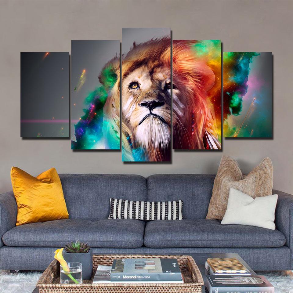 Leo Lion Constellation Zodiac Space Galaxy – Animal Canvas Wall Art